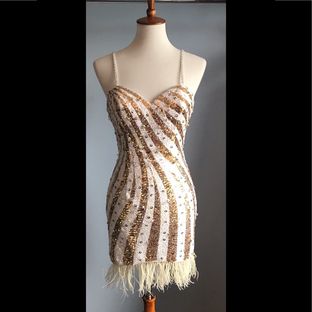 White and gold Party Time dress